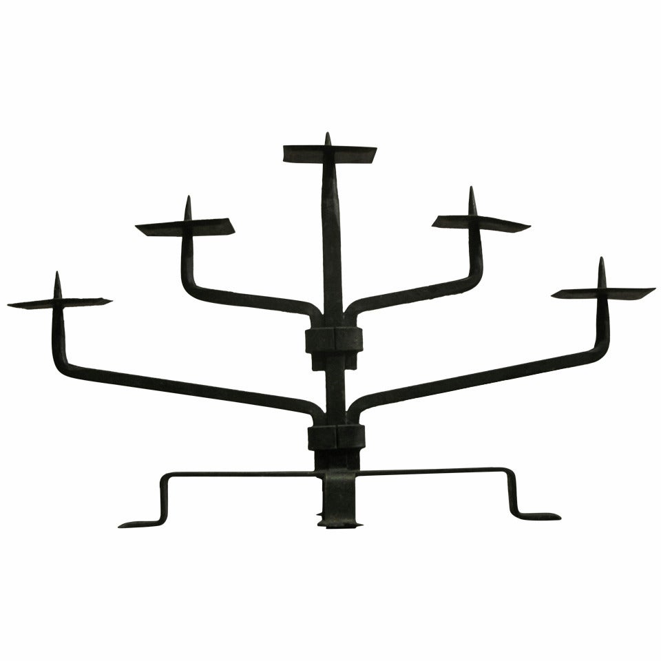 Cubist Iron Candelabra (30 Available) For Sale