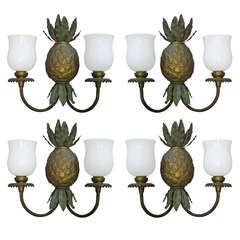 Set of 4 1940's Maison Charles Pineapple Sconces