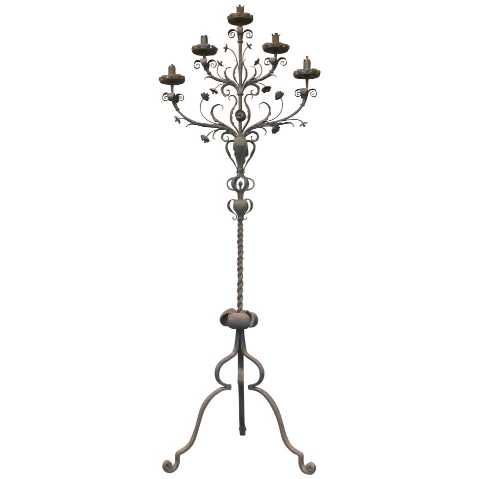 French 19th Century Wrought Iron Candleholder For Sale