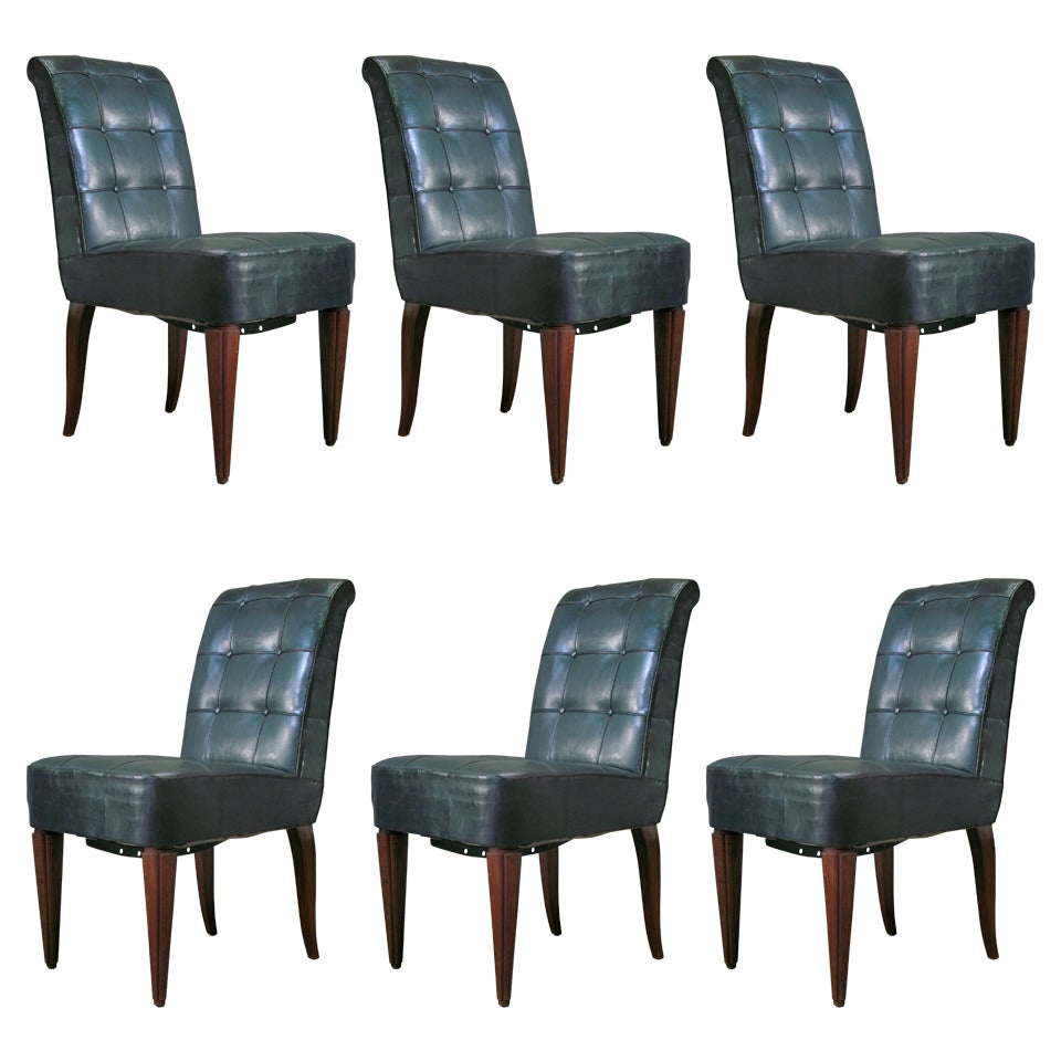 Set of Six French Art Deco Chairs from a Cruise Ship