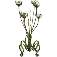 Vintage French Painted Wrought Iron Plant Stand