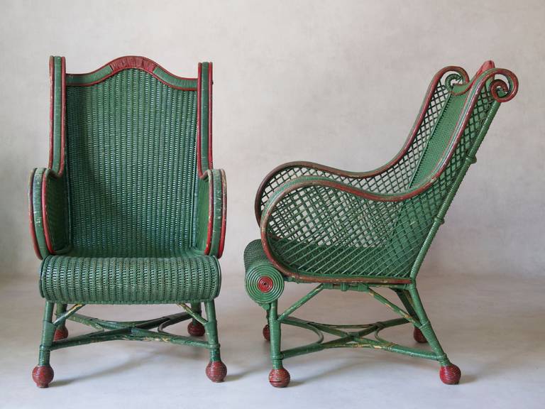 Pair of 1920s Wicker Armchairs
