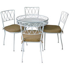 Vintage French 1950s Aluminum Table and Chair Set