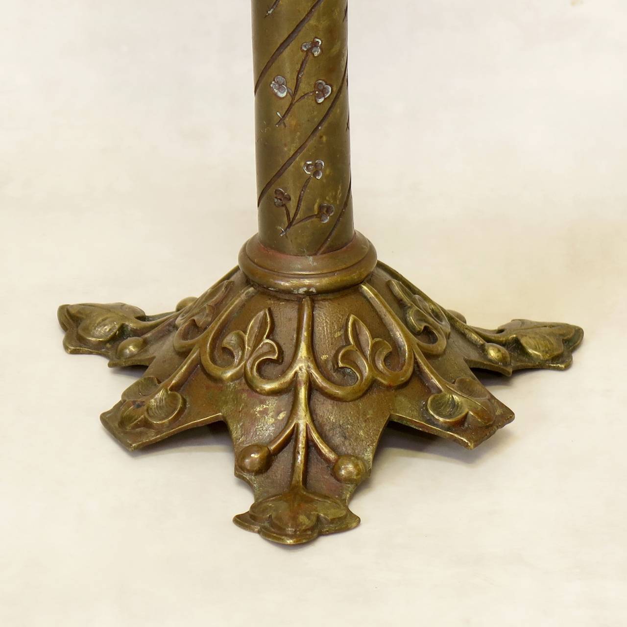 Six Medieval Style Brass Candlesticks, France, Early 1900s 1