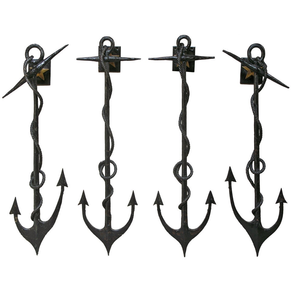 Set of Four French Anchor Sconces For Sale