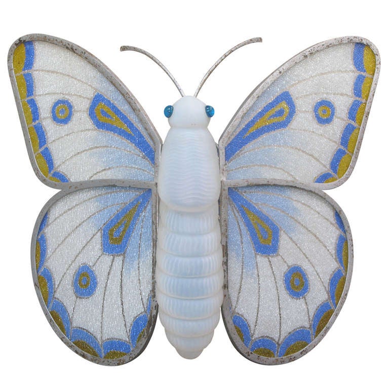 Large Glass Butterfly Light Fixture - France, 1950s at 1stdibs