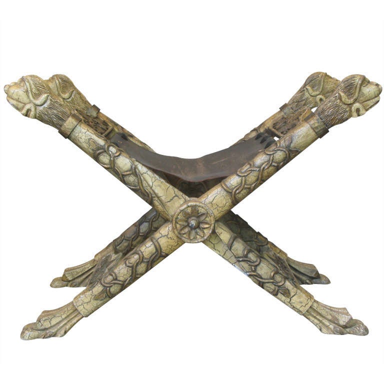 Klappbarer Hocker im Louis XIII-Stil in X-Form
