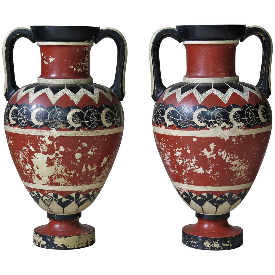 Pair of Etruscan Style Vases, Italy 19th Century
