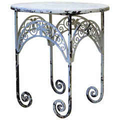 Oval Art Deco Wrought Iron and Marble Side Table, France, circa 1920s 7