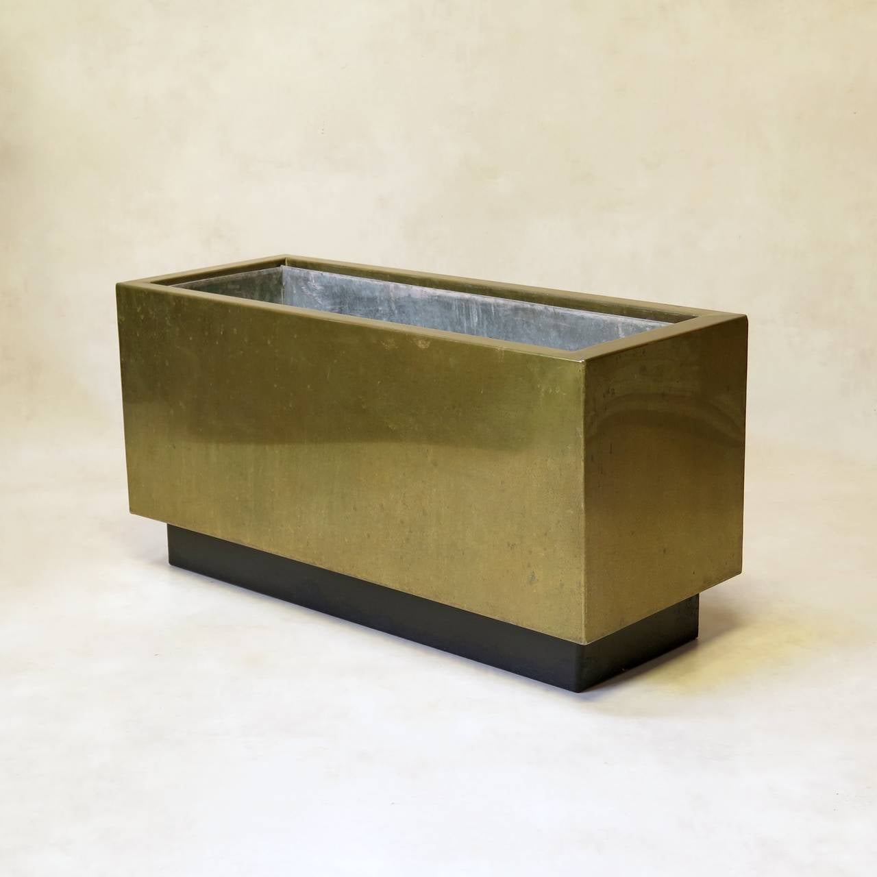 20th Century Pair of Large Square Brass Planters - France, Circa 1960s