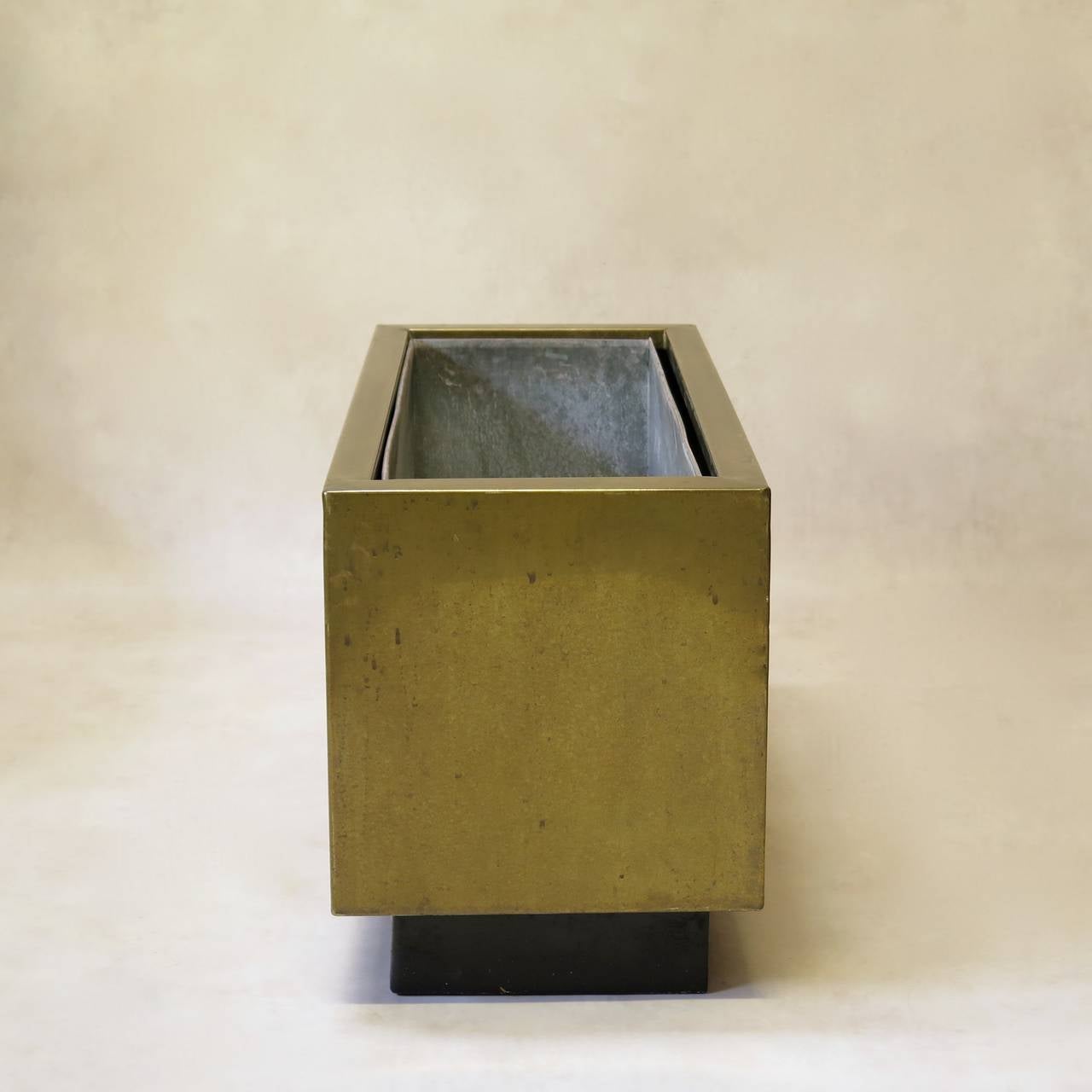 Pair of Large Square Brass Planters - France, Circa 1960s 1