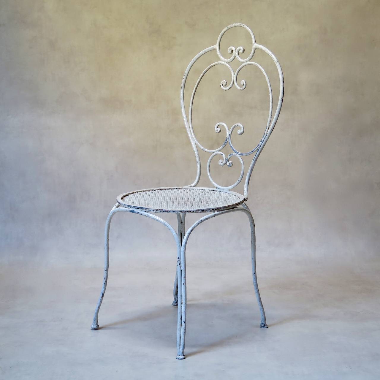 French Wrought Iron Garden Table and Four Chairs, France, 1920s