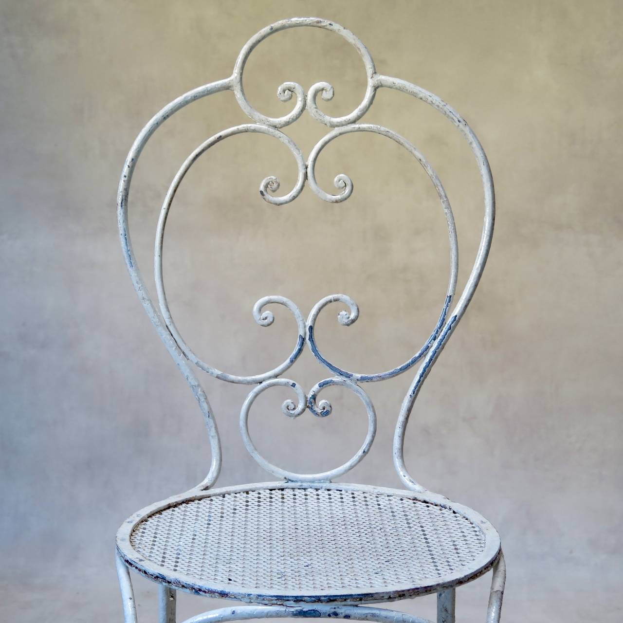 20th Century Wrought Iron Garden Table and Four Chairs, France, 1920s