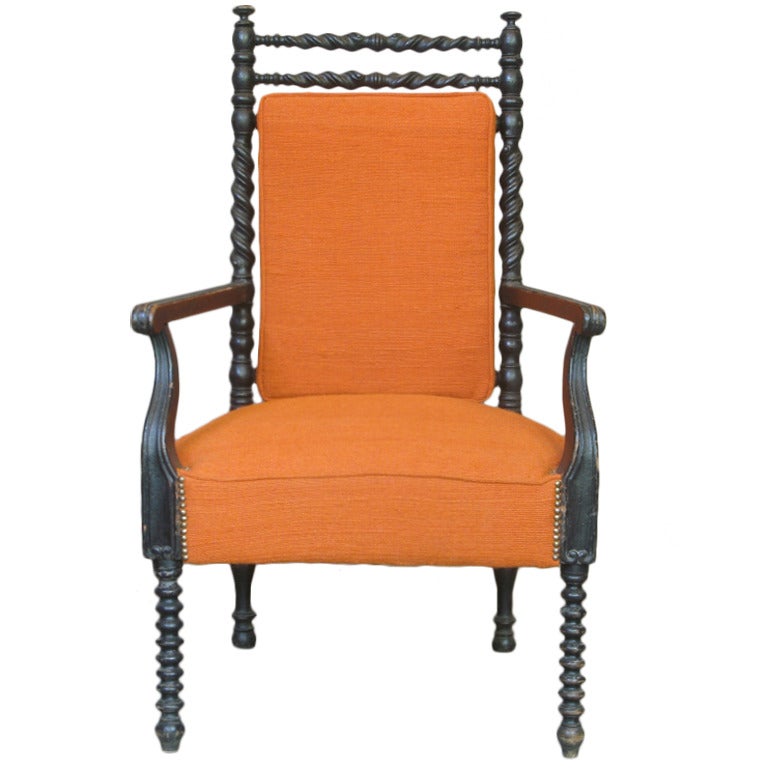 French Napoleon III Ebonized Armchair For Sale