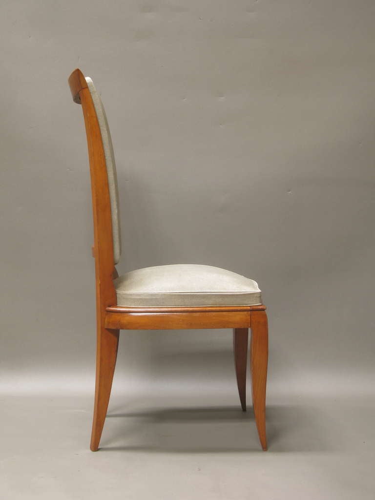 Art Deco 8 Dining Chairs Attr. to René Prou, France, 1940s For Sale