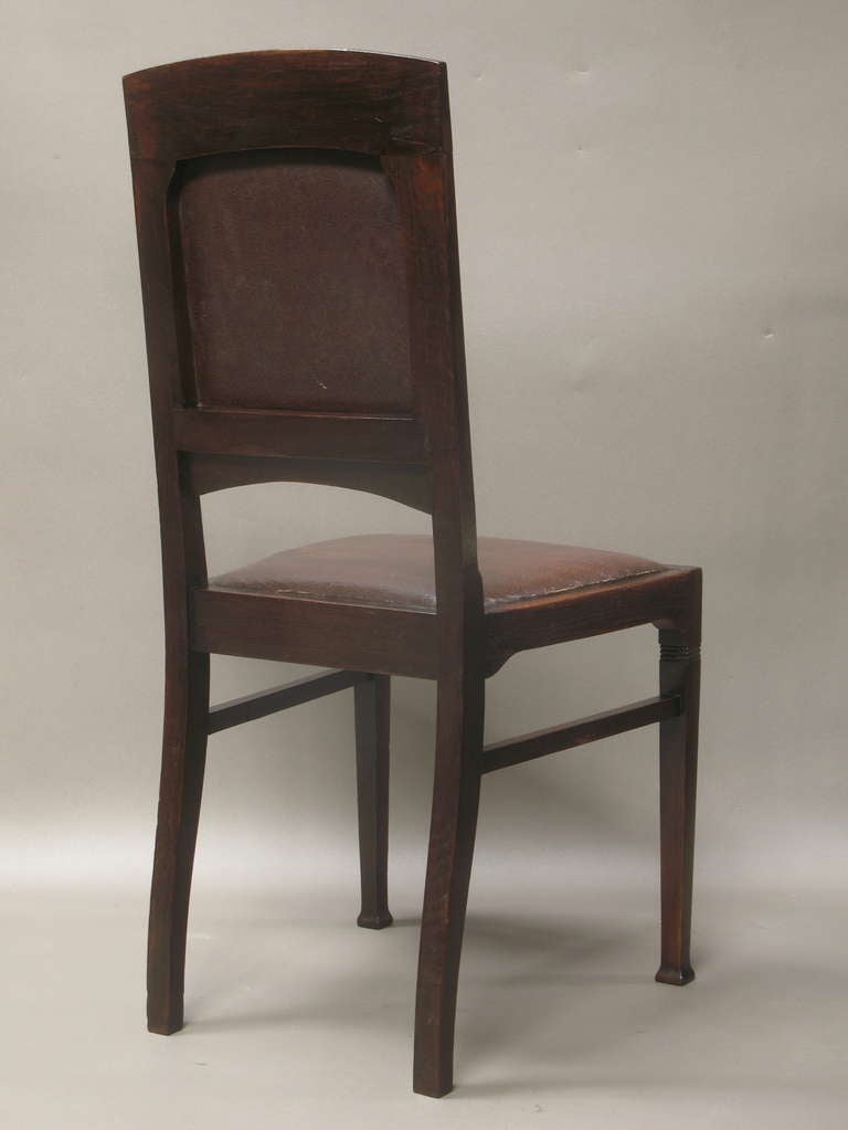 Austrian Set of Six Arts & Crafts Dining Chairs For Sale