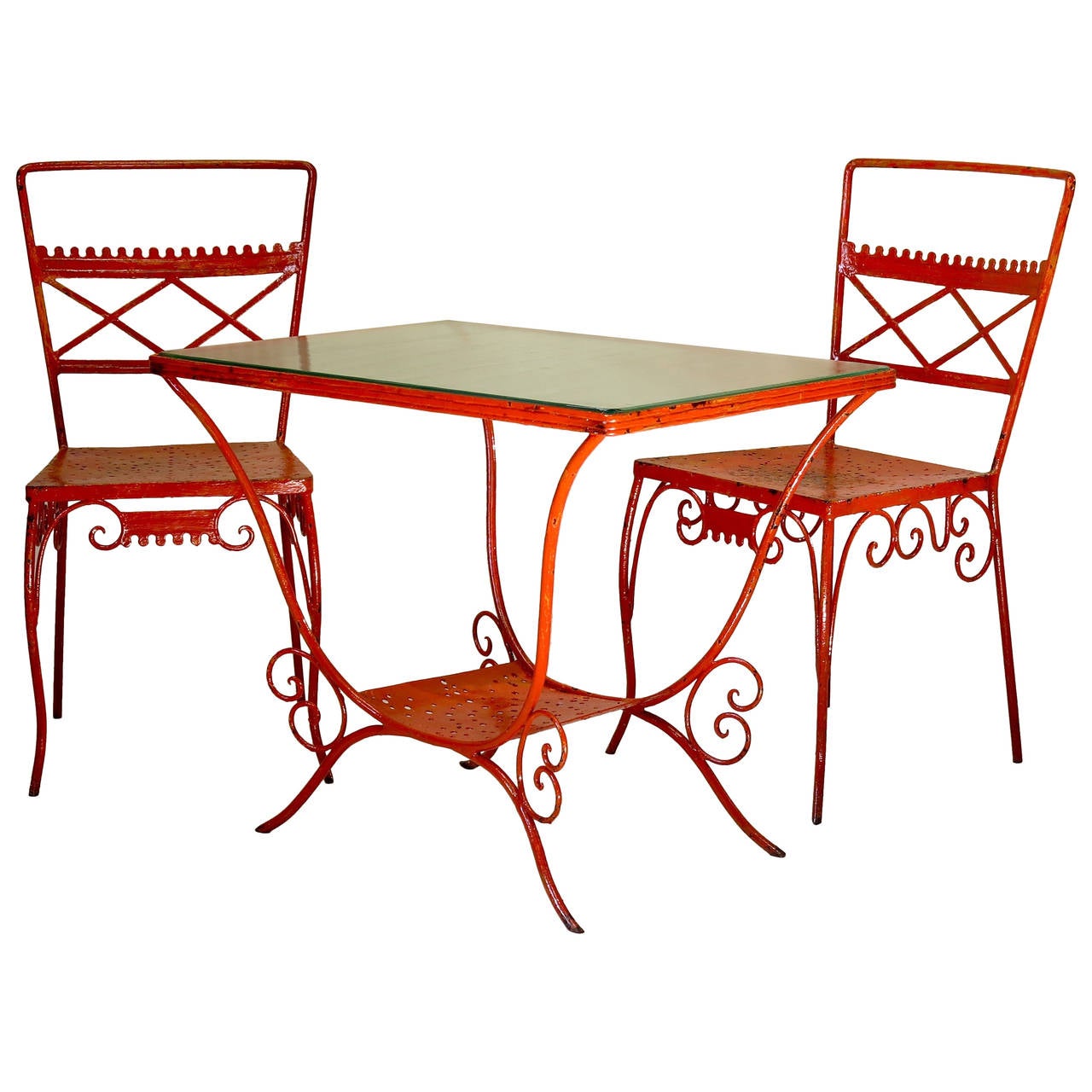 Garden Set of 2 Chairs and A Table France, 1950s at 1stDibs