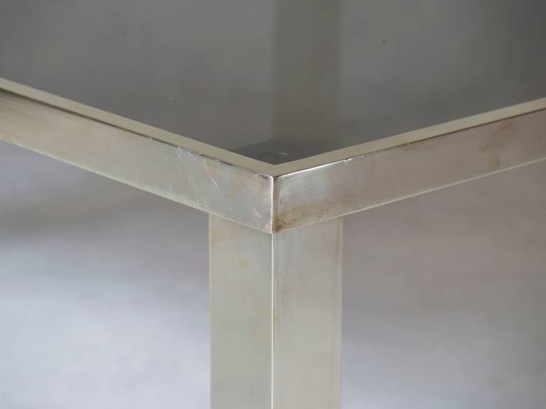 Late 20th Century Square Brass and Glass Coffee Table, France 1970s For Sale