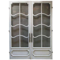 Vintage Pair of Doors with Original Glass Panes