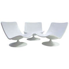 Set of 3 Moulded Chairs - France, 1960s