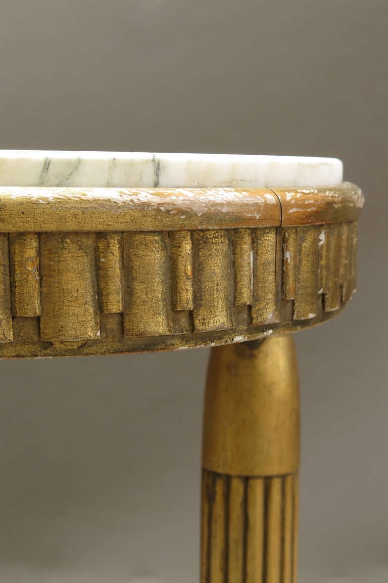 20th Century Oval Art Deco Table w. Marble Top - France, 1930s For Sale