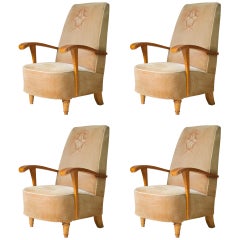Set of Four Art Deco Armchairs, France, 1920s-1930s