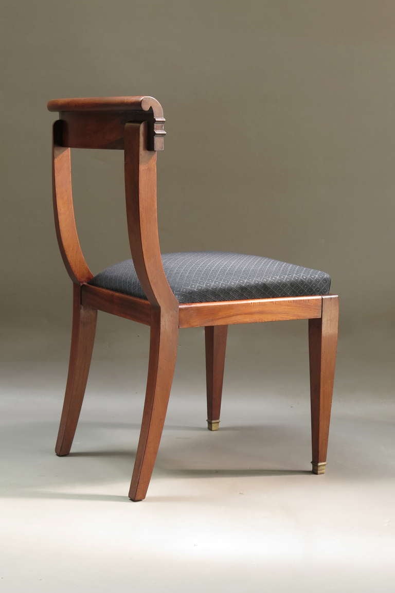 French Set of Six Mahogany Dining Chairs, France, 1950s