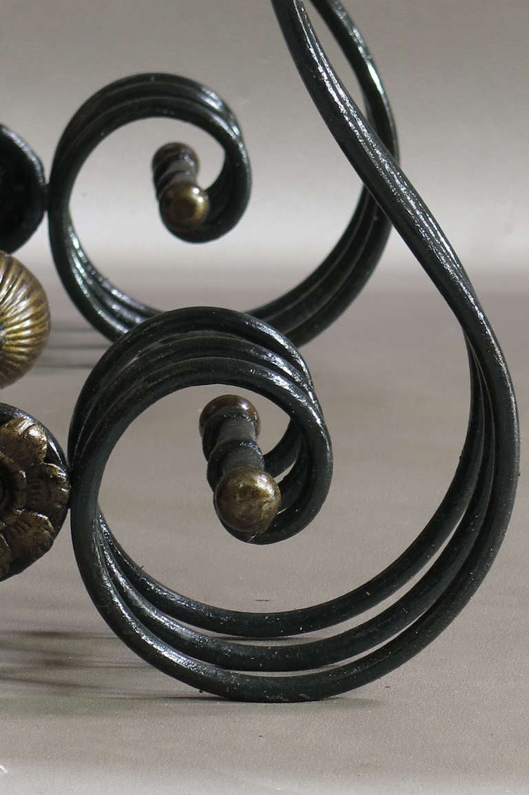 20th Century Unusual Wrought Iron & Marble Coffee Table - France, 1940s For Sale