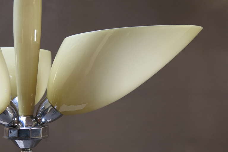 20th Century Opaline & Chrome Light Fixture - France, Mid-Century