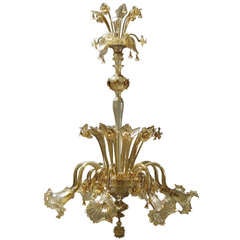 Antique Very Large Amber Murano Glass Chandelier - Italy, Early 20th Century