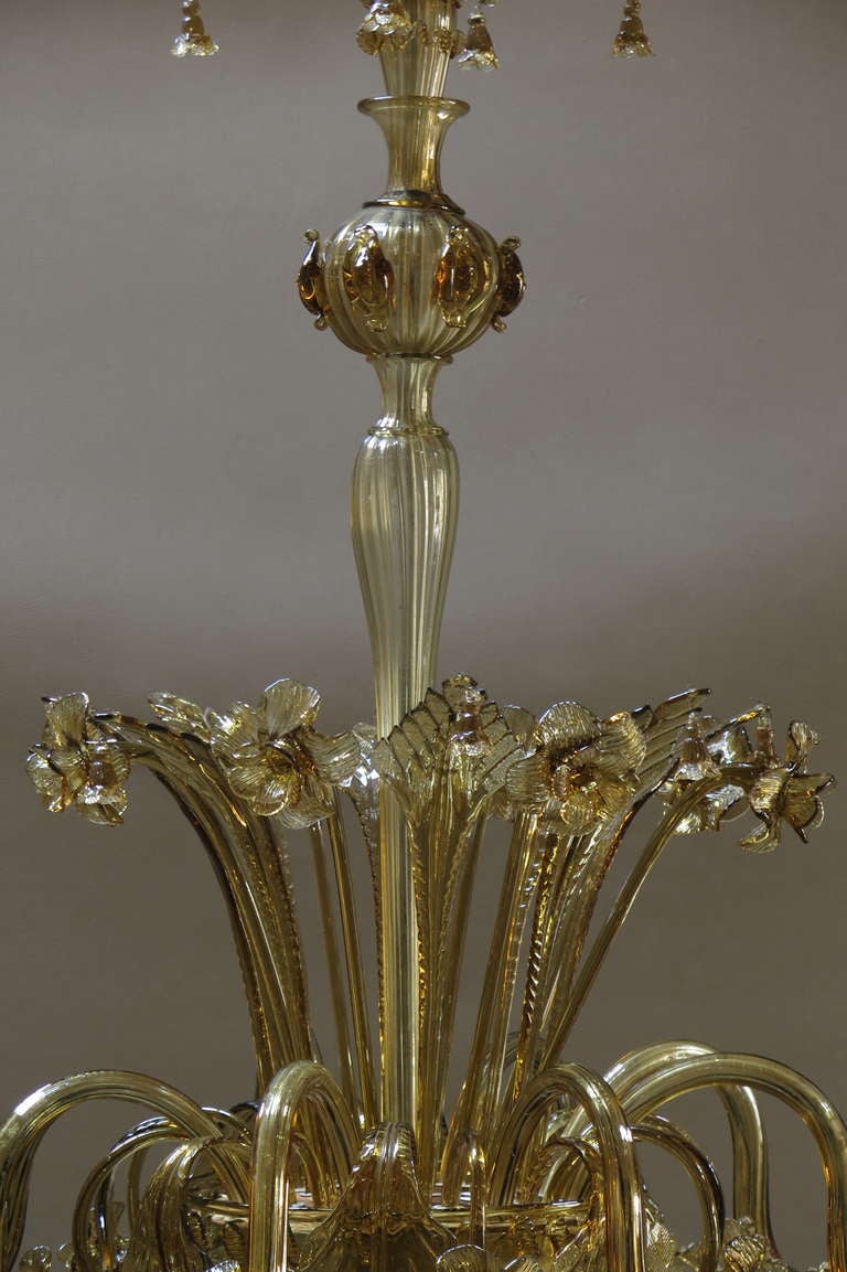 Very Large Amber Murano Glass Chandelier - Italy, Early 20th Century 1