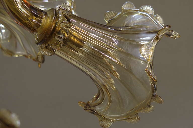 Very Large Amber Murano Glass Chandelier - Italy, Early 20th Century 4