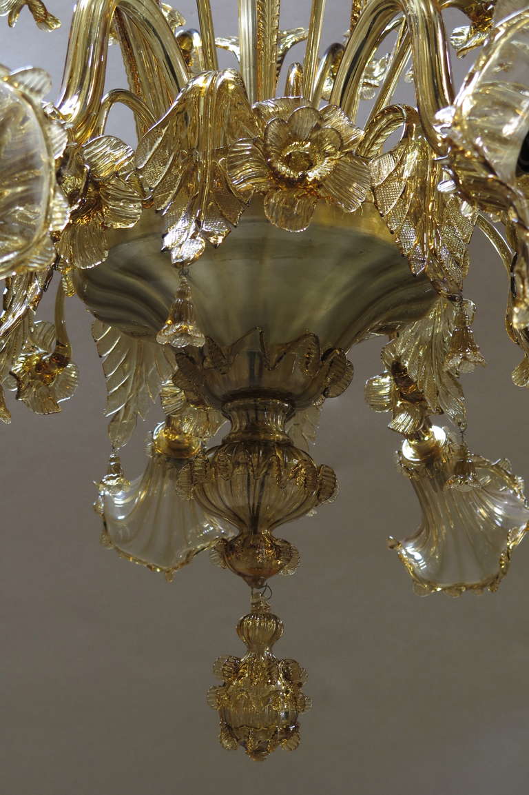 Very Large Amber Murano Glass Chandelier - Italy, Early 20th Century 3