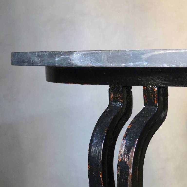 Scagliola Slate Top and Wrought Iron Table, Sicily, 19th Century In Distressed Condition For Sale In Isle Sur La Sorgue, Vaucluse