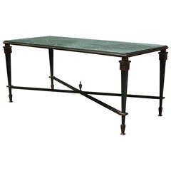 1940s French  Iron 
Marble Coffee Table