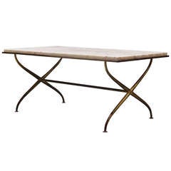 Gilt Iron 
Marble Coffee Table - France 1940s