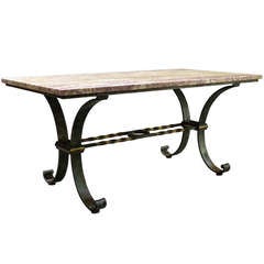 Exceptional 1940s French Wrought Iron and Marble Table 11