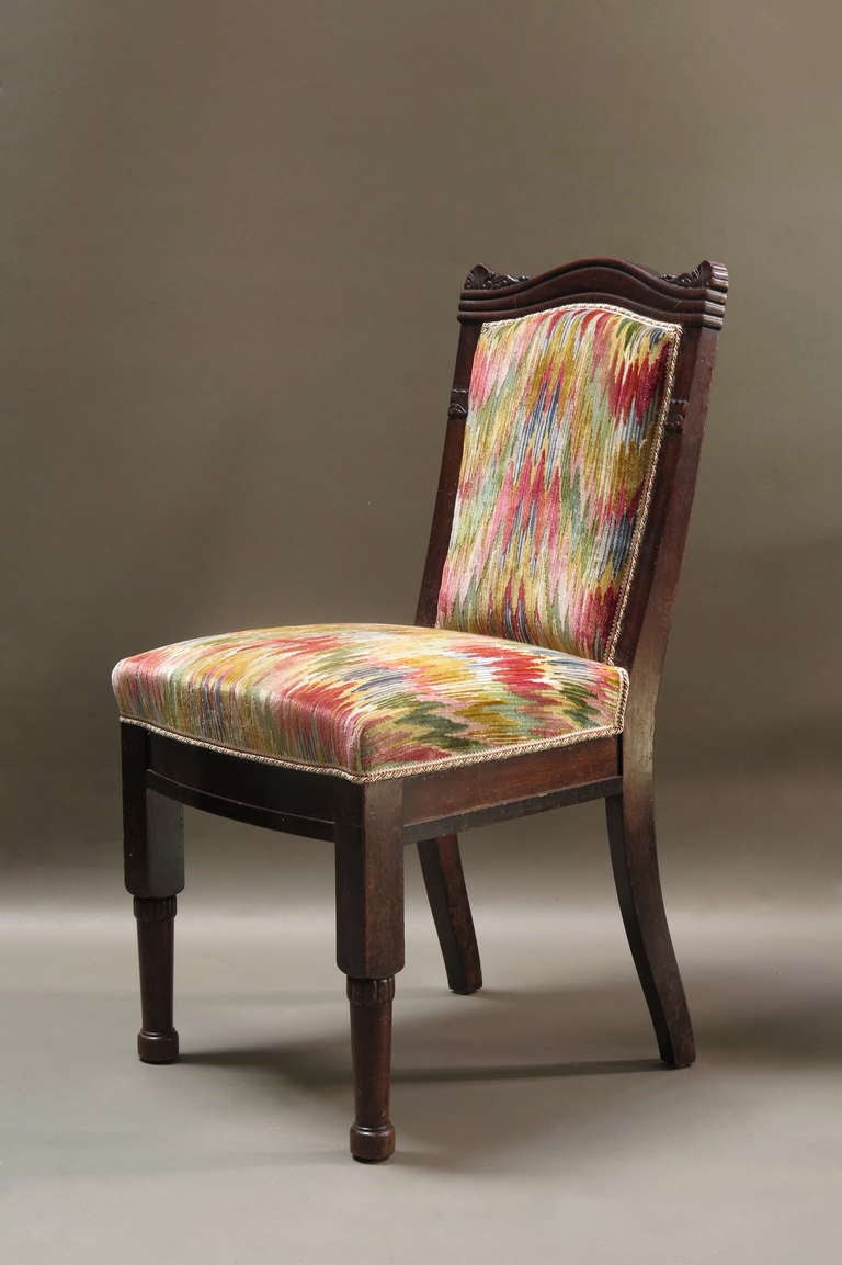 Four-Piece Living-Room Set Upholstered in Velvet Ikat, 19th Century For Sale 3