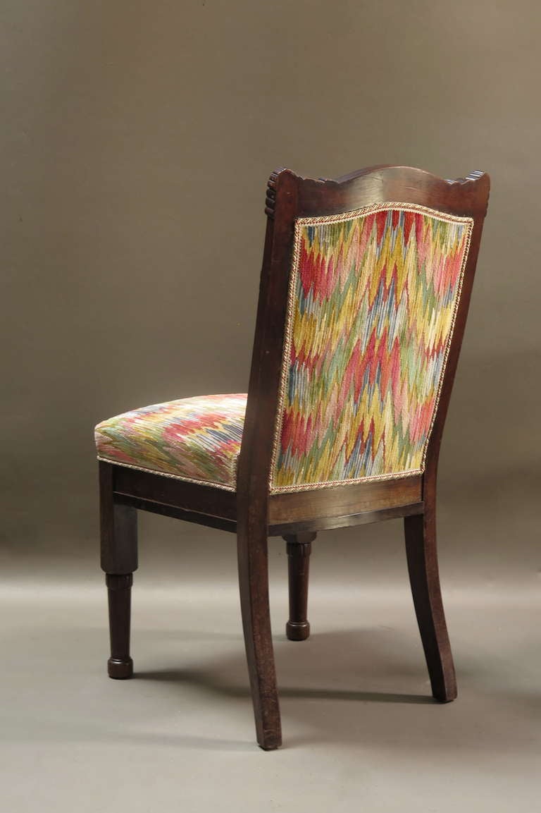 Four-Piece Living-Room Set Upholstered in Velvet Ikat, 19th Century For Sale 5