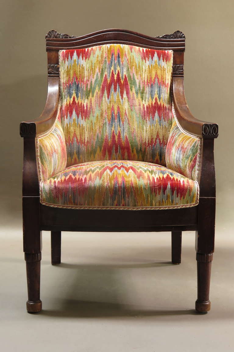 German Four-Piece Living-Room Set Upholstered in Velvet Ikat, 19th Century For Sale