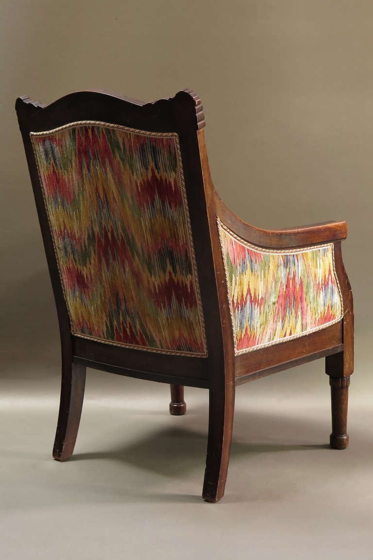 Four-Piece Living-Room Set Upholstered in Velvet Ikat, 19th Century For Sale 1