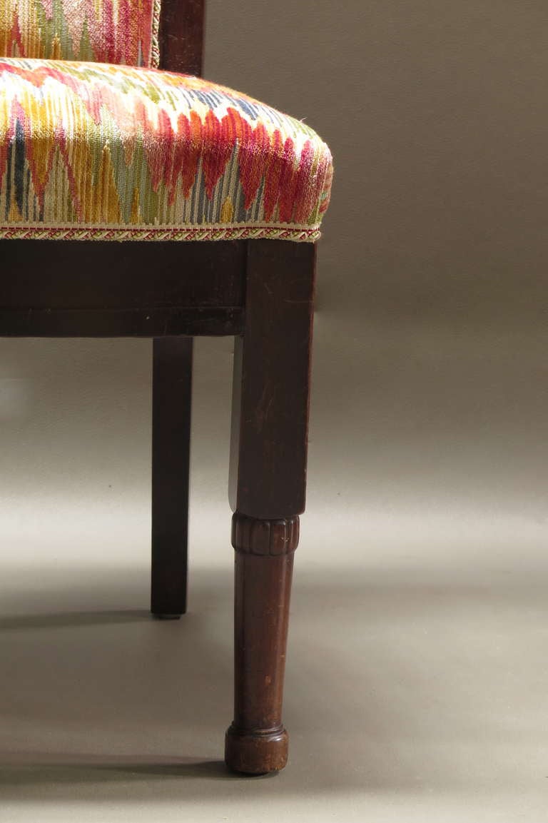 Four-Piece Living-Room Set Upholstered in Velvet Ikat, 19th Century For Sale 6