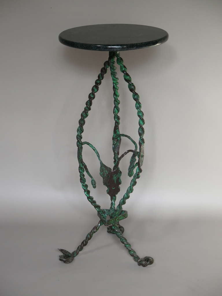 French Painted Wrought Iron Pedestal - France 19th Century