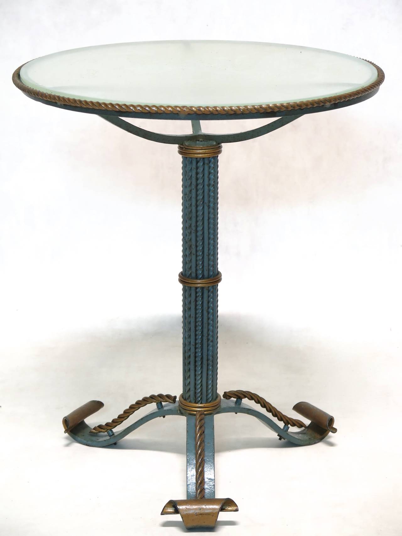 Pair of Art Deco Wrought Iron and Glass Side Tables
