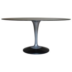 Chrome and Glass Oval Dining Table, France 1950-1960