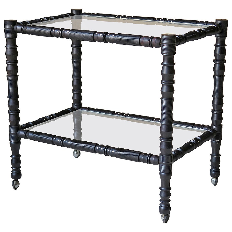 Turned Ebony and Bone Trolley, France, Early 20th Century For Sale
