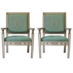 Pair of Empire Style Armchairs Made for the Theatre, France circa 1930s-1940s
