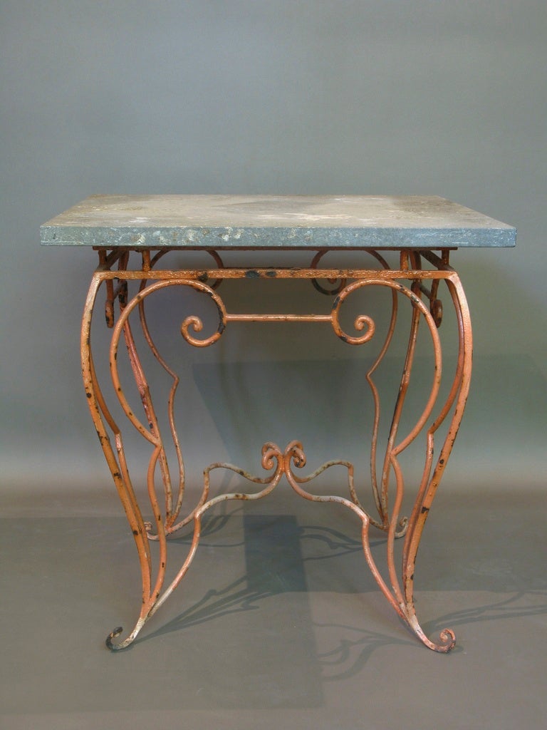 French 1950s Hand-Wrought Iron Set of 4 Chairs and a Table 4