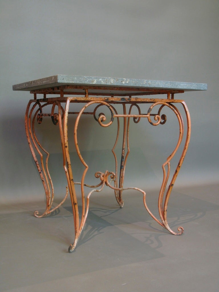 French 1950s Hand-Wrought Iron Set of 4 Chairs and a Table 5