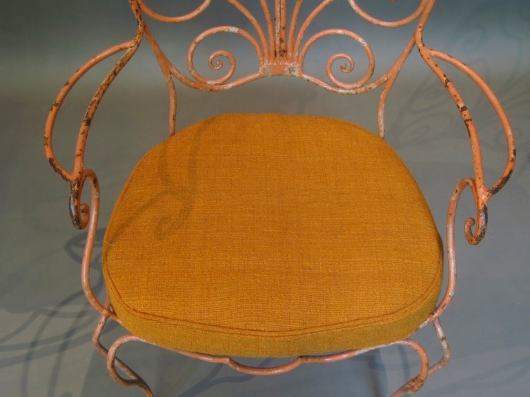 French 1950s Hand-Wrought Iron Set of 4 Chairs and a Table 3